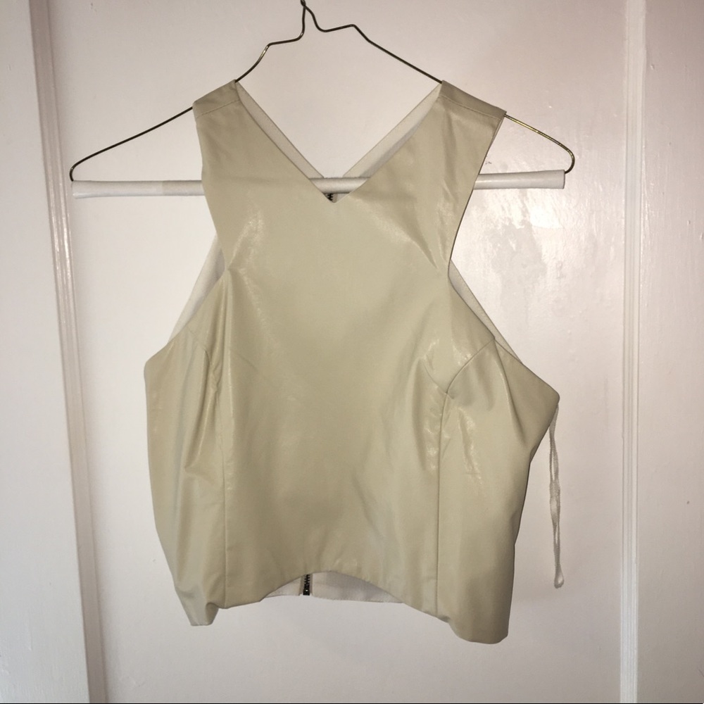 Line & Dot Cream Leather Crop Top